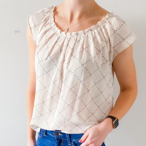 LC Lauren Conrad Tops - LC Lauren Conrad | Cream Bow Baby Doll Blouse